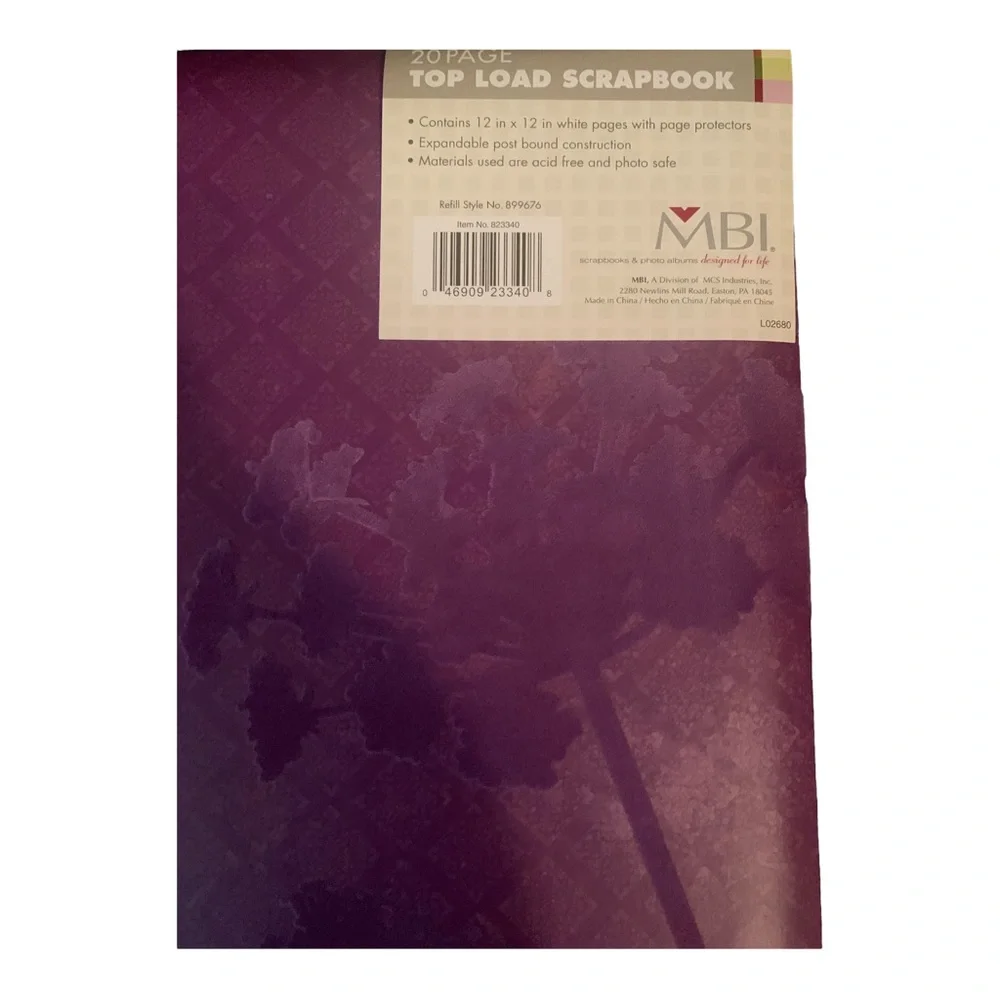MBI Scrapbook Purple Trees 20 Pages 12 Inch X 12 Inch White Pages Fading 823340